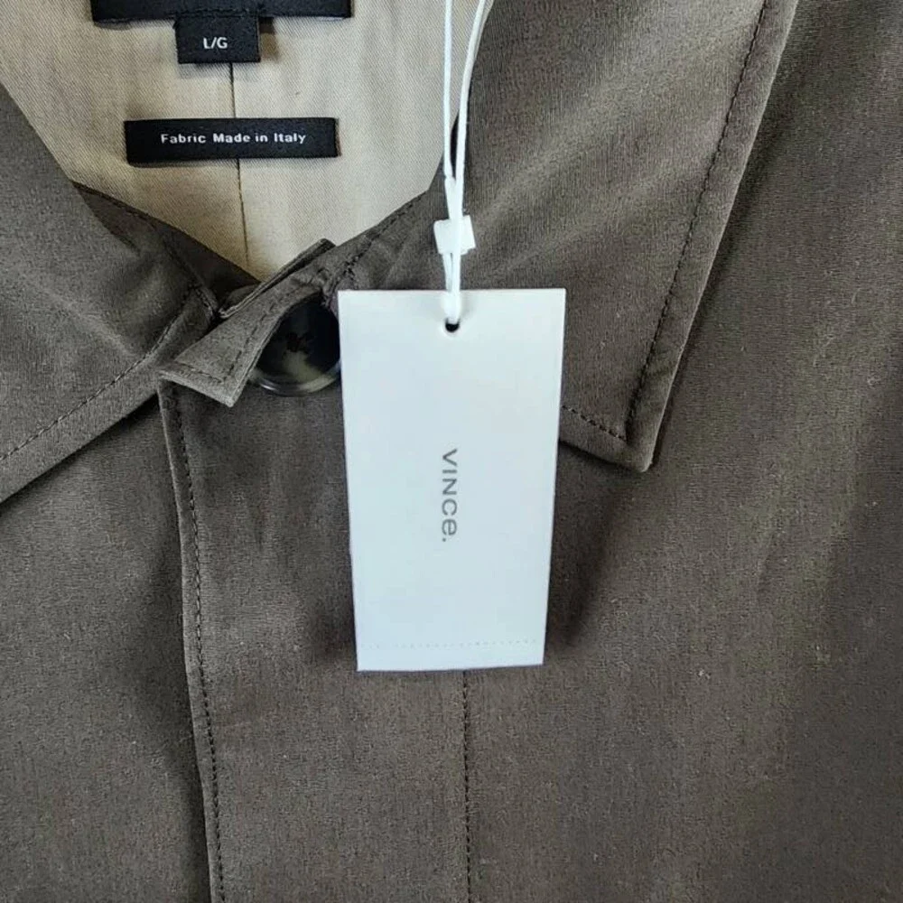 Vince Lightweight Car Coat Men's L Downtown Spread Collar Button Front Closure
